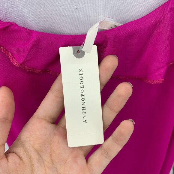 Anthropologie Asymmetrical Ruffle Cami Women XS Extra Small Raspberry Tiered - Picture 7 of 13